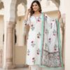 Pearl White Neck Line Embroidered With Mirror Work Set Kurti Sri Lanka