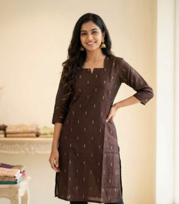 Charm Raw Silk Brown Ethnic Kurti Sri Lanka