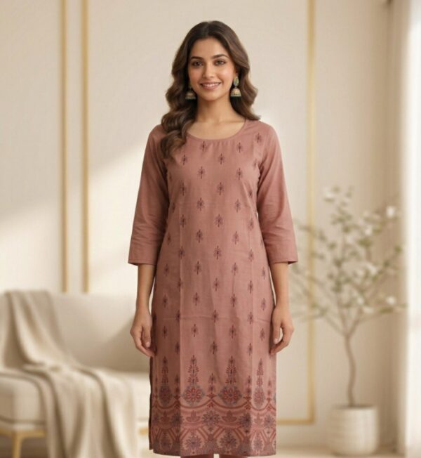 Onion Pink Printed Daily Wear Kurti Sri Lanka
