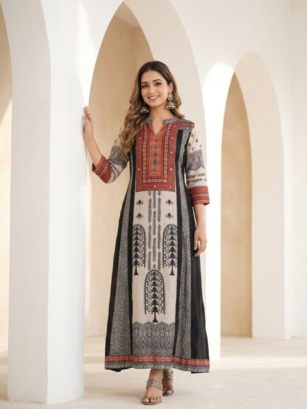 High Neck Printed Anarkali Kurti Sri Lanka