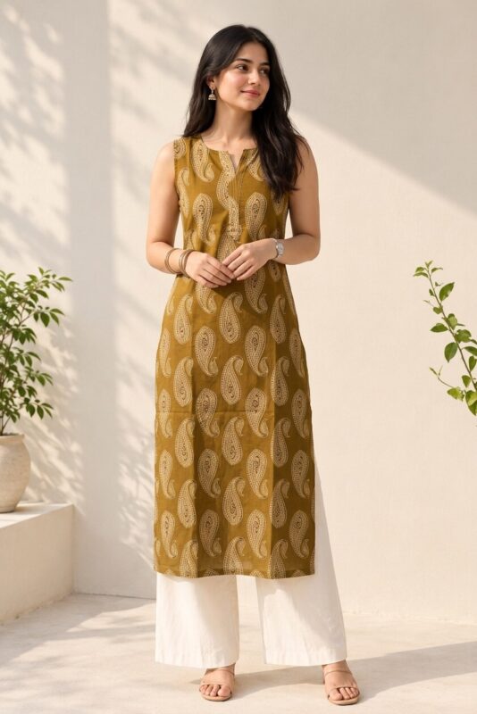 Mustard Yellow Cotton Printed Casual Wear Sri Lanka