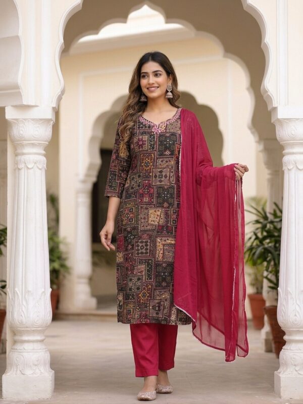Charm Printed Original Mirror Work Straight Cut Kurti Sri Lanka