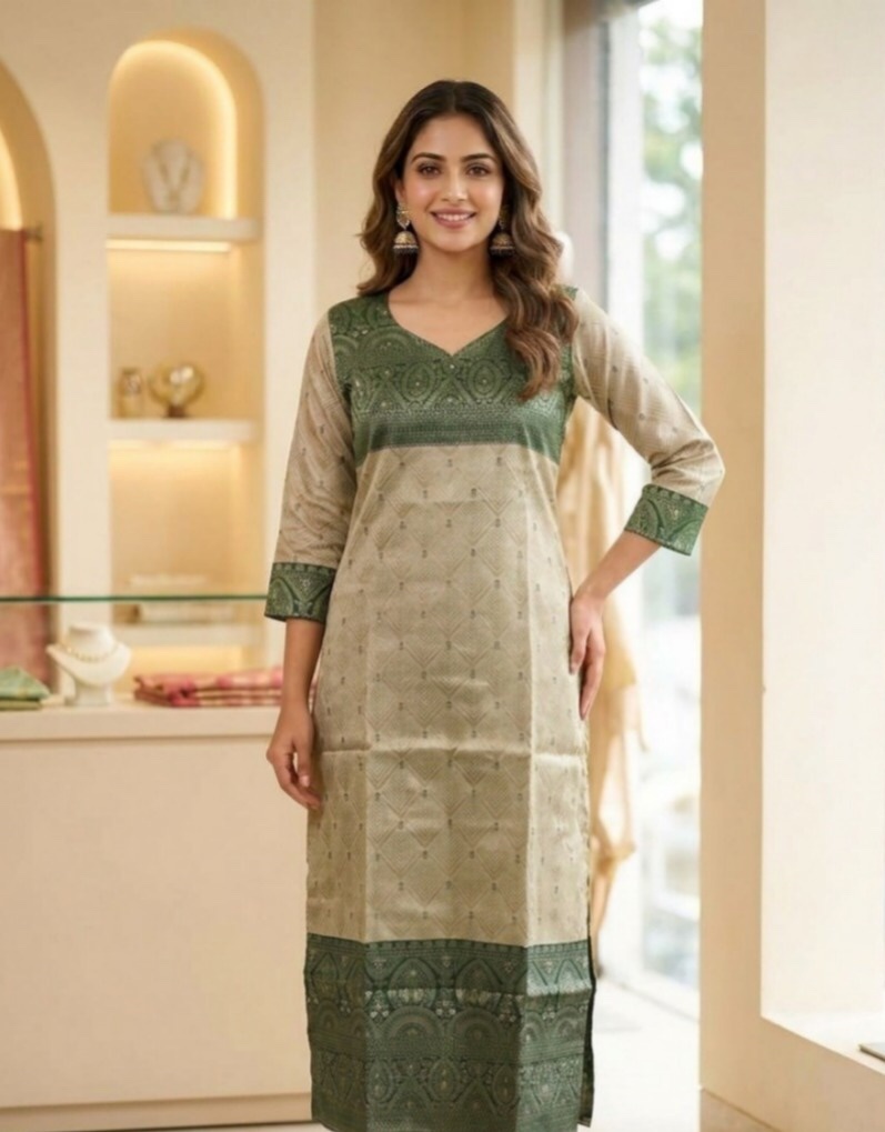 Crystal Whisper Pattu Borderd Kurti Sri Lanka