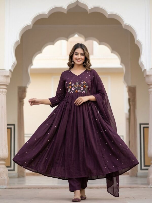Royal Bloom Embroidered Anarkali Set Kurti Sri Lanka