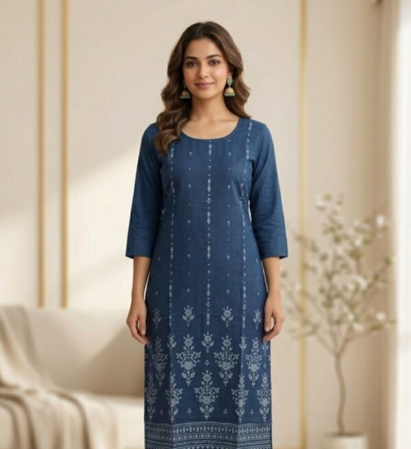Blue With Grey Lines Printed Casual Wear Sri Lanka