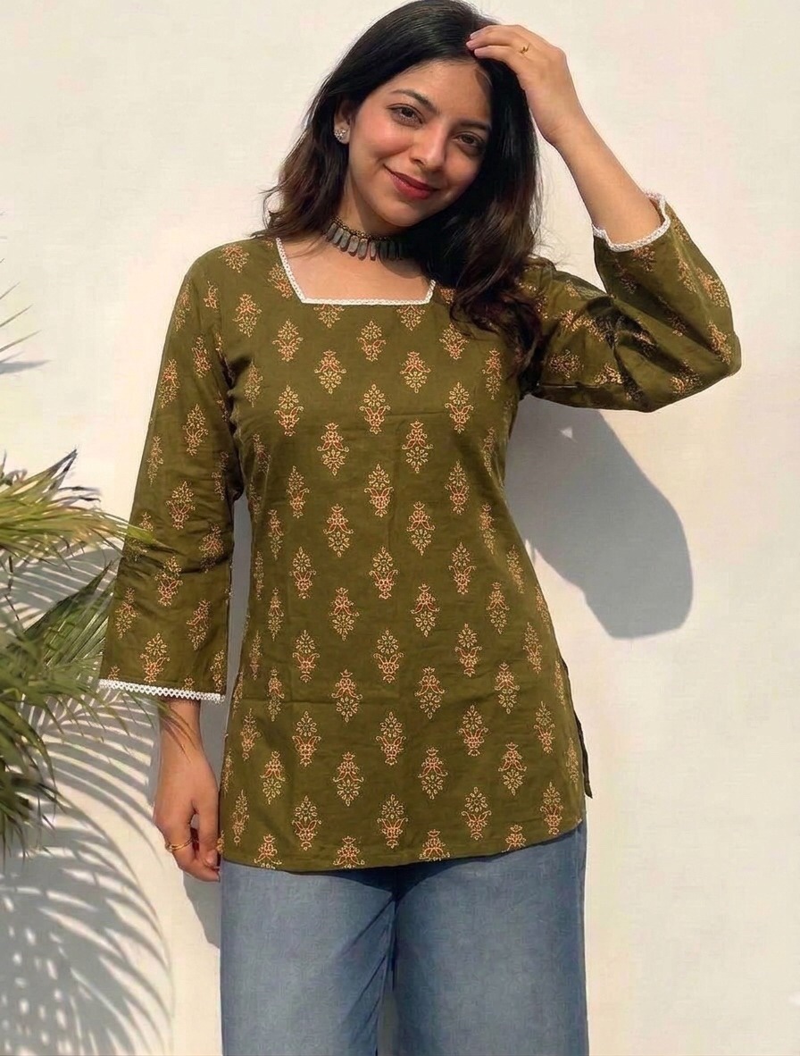 Chic Square Neck Short Kurti Sri Lanka