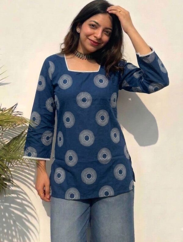 Printed Square Neck Ethnic Short Kurti Sri Lanka