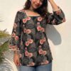 Square Neck Floral Elegant Short Kurti Sri Lanka
