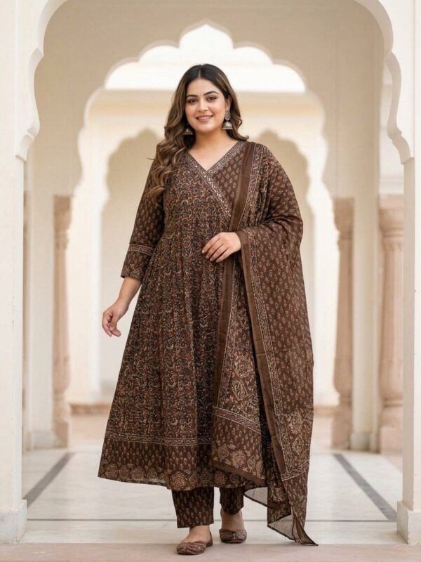 Printed Mal Cotton Plus Size Anarkali Kurti Sri Lanka