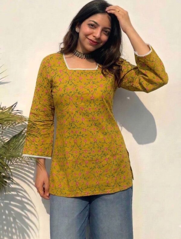 Mustard Bloom Ethnic Short Kurti Sri Lanka
