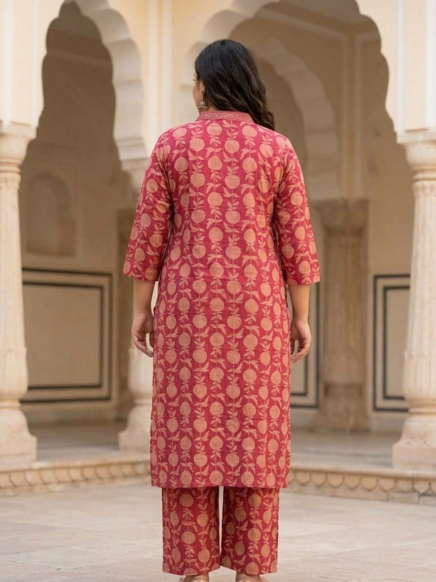 Charm Printed Plus Size V-neck Cotton Co-Ord Set - image 2 Sri Lanka