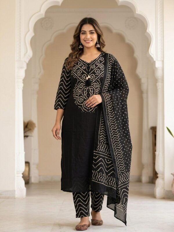 Black And White Mixed Printed Mul Cotton Kurti Set Sri Lanka