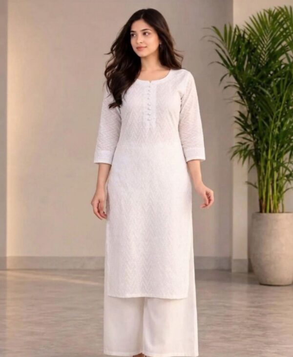 Pure White Embroidered Casual Kurti Sri Lanka