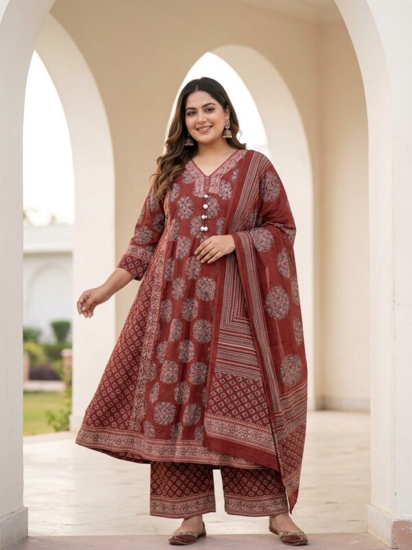 Charm Plus Size V-Neck Printed Anarkali Suit Sri Lanka