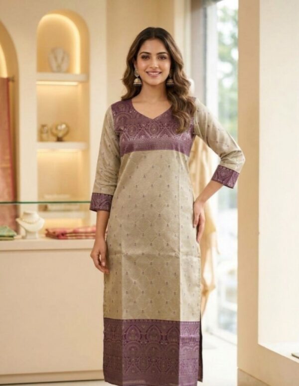 Charm Zari Elegant Silver Petal kurti Sri Lanka