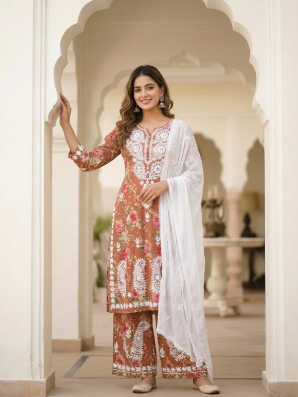Peach Blooming Beauty Embroidered suit Sri Lanka