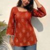Charm Orange Elegance Short Kurti Sri Lanka
