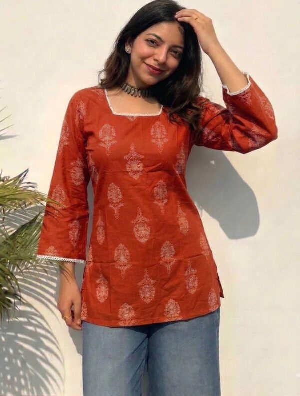 Charm Orange Elegance Short Kurti Sri Lanka