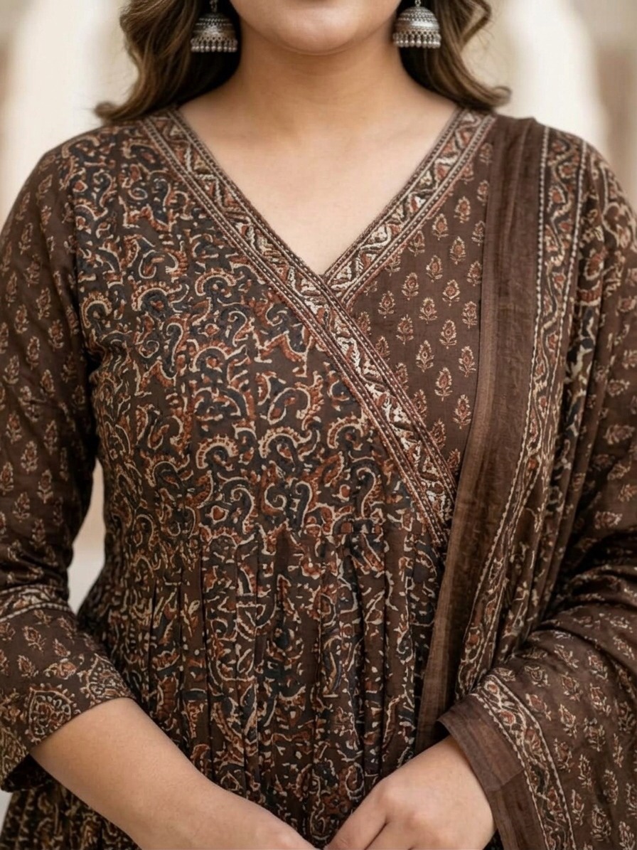Printed Mal Cotton Plus Size Anarkali Kurti - image 3 Sri Lanka