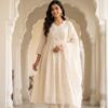 Crepe Silk teal Hand Work Anarkali Suit With Dupatta Sri Lanka