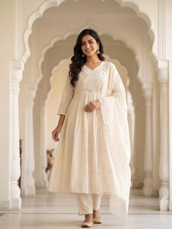 Crepe Silk teal Hand Work Anarkali Suit With Dupatta Sri Lanka
